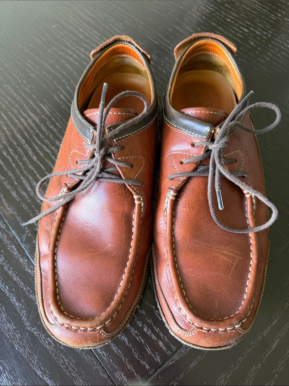 Men's Brown Leather Moc Toe Slip-On Loafers